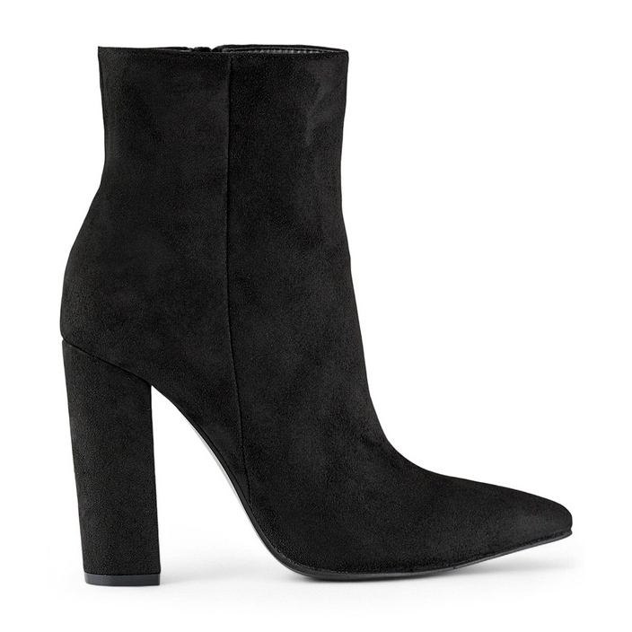 Bottines femme en daim à talon pointu, noir D7959B le noir