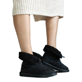 Bottes de neige isolées noires avec revers Caellita le noir