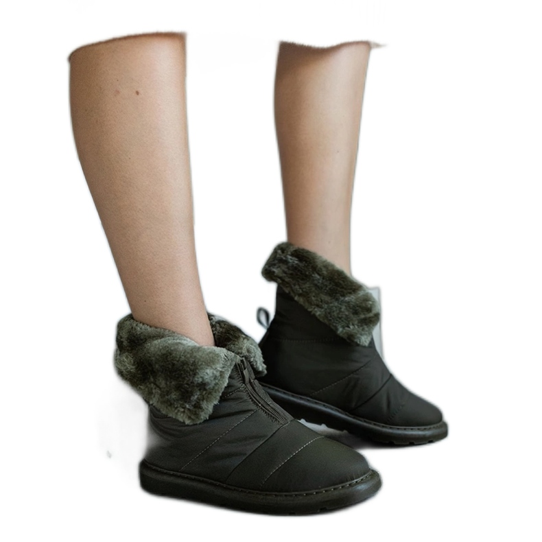 Bottes de neige isolées vertes avec un col d'Edidda