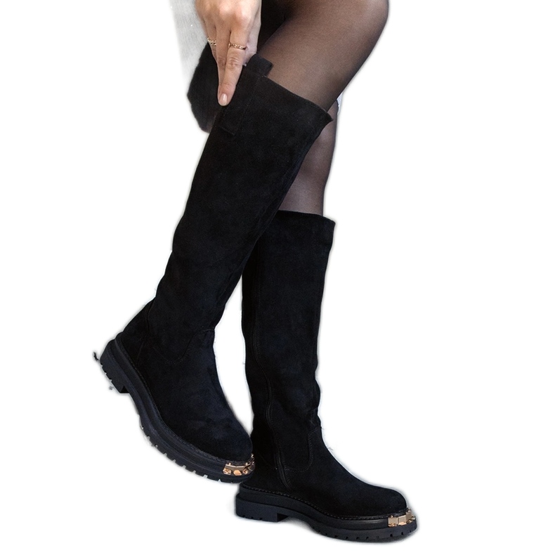 Bottines noires finition métal par Guillora le noir Bottines noires finition métal par Guillora le noir