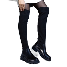 Bottes longues noires à tige souple Lilca le noir