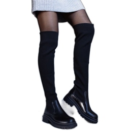 Bottes longues noires avec tige élastique par Daryl le noir
