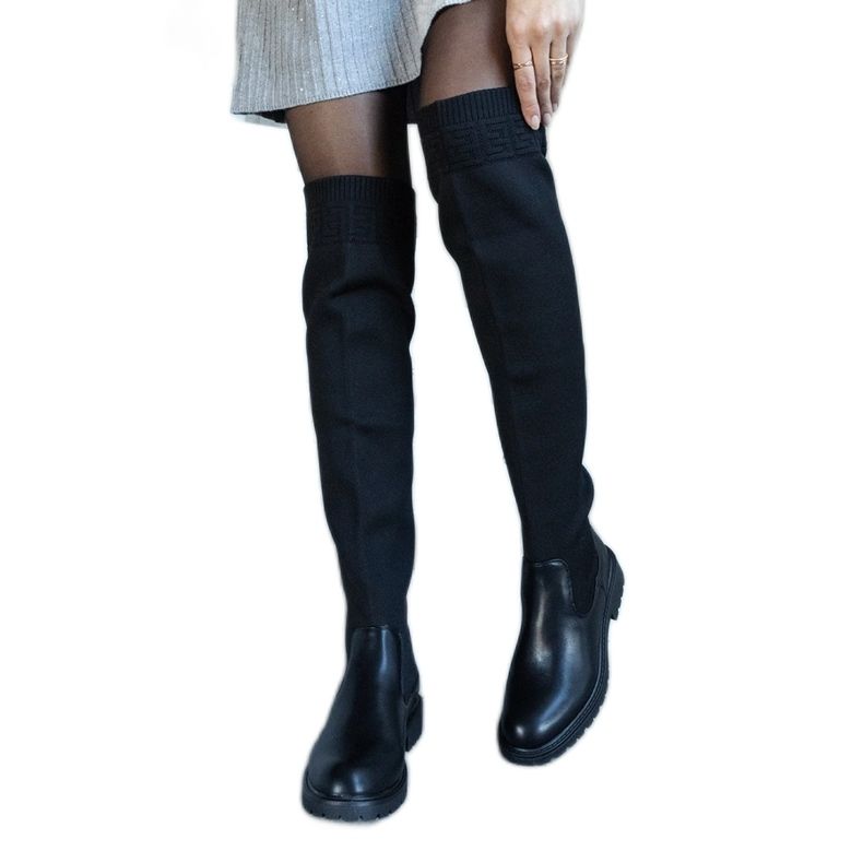 Bottes longues noires avec tige élastique Juanra le noir