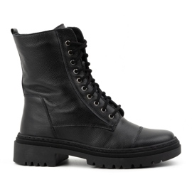 WASAK Bottines hautes en cuir à lacets pour femmes hiver 0640 noir