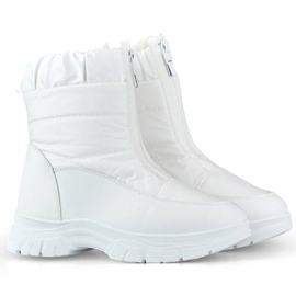 Bottes de neige pour femmes avec fermeture éclair, blanc 3555-2-W