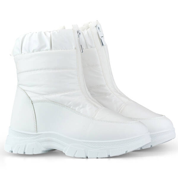 Bottes de neige pour femmes avec fermeture éclair, blanc 3555-2-W blanche