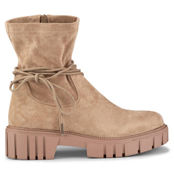 Bottines femme avec tige à lacets élastiques, beige DE1127NU Bottines femme avec tige à lacets élastiques, beige DE1127NU