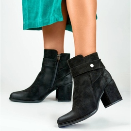 Bottines en daim pour femmes, noires, 260041B-SU