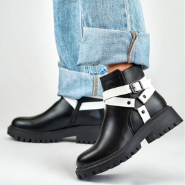 Bottes de travail isolées à sangles pour femme, noir 250043BW-PU blanche