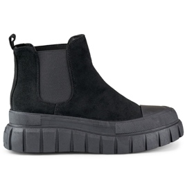 Bottines Chelsea pour femmes bottines à enfiler en daim noir A1006B le noir