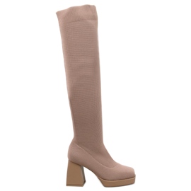 Bottes à talons hauts de Hilary Khaki beige