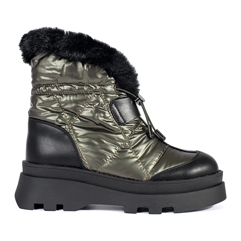 Seastar Bottes de neige vertes pour femmes avec fourrure noire sur la plateforme