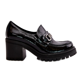 Zazoo 20175 Chaussures en Cuir Verni à Talon Haut pour Femme, Cuir Naturel, Noir