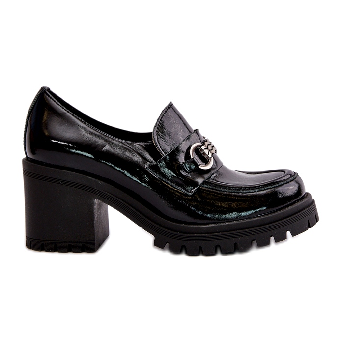 Zazoo 20175 Chaussures en Cuir Verni à Talon Haut pour Femme, Cuir Naturel, Noir le noir