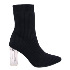 Destani Bottines chaussettes noires à talon transparent