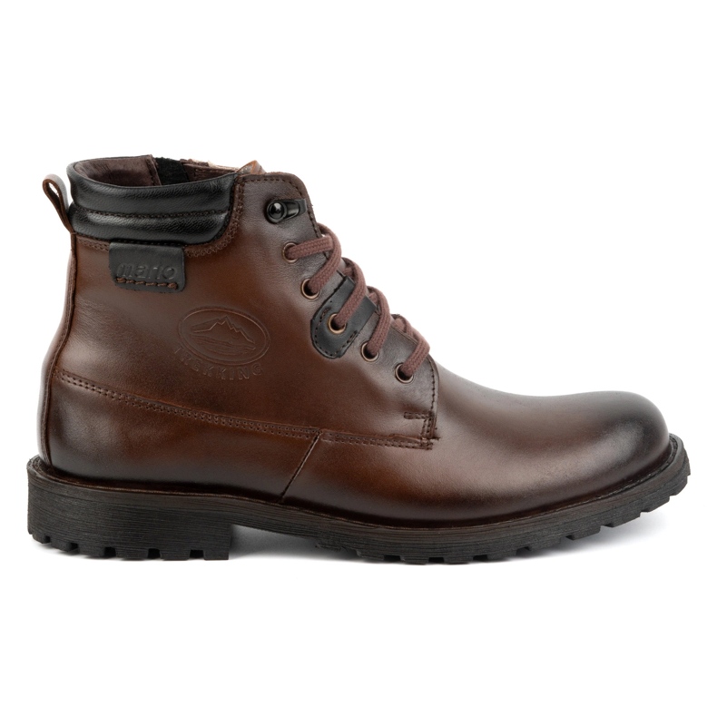 Olivier Chaussures d'hiver pour hommes, bottines en cuir 754, marron foncé brun