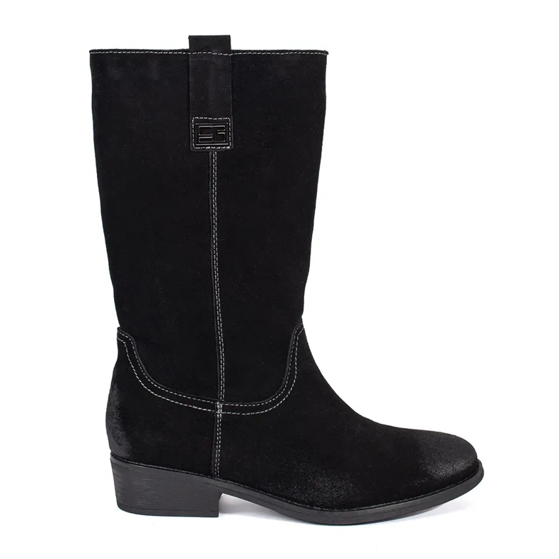 Bottes de cowboy pour femmes en cuir noir à talons hauts par Sergio Leone le noir Bottes de cowboy pour femmes en cuir noir à talons hauts par Sergio Leone le noir
