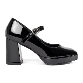 Seastar Chaussures femme vernies noires à talon haut et boucle le noir