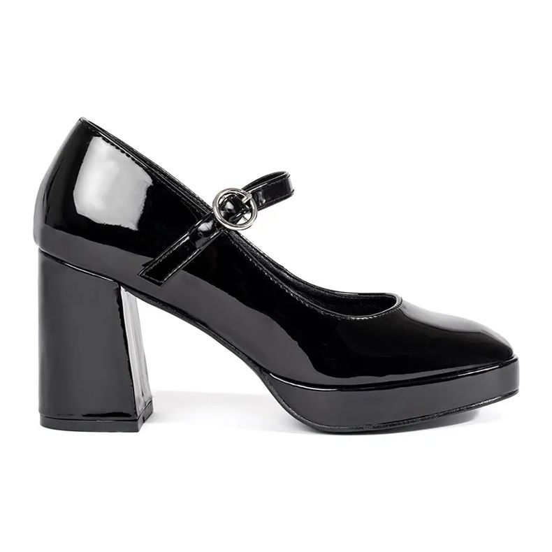 Seastar Chaussures femme vernies noires à talon haut et boucle le noir