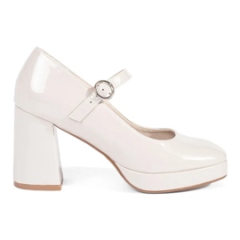 Seastar Chaussures femme à talons hauts en cuir verni beige avec boucle