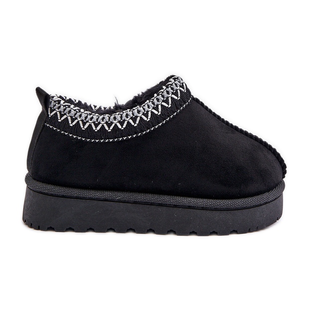 Bottes de neige pour enfants sur plateforme, chaudes avec fourrure, noir Vilabria le noir