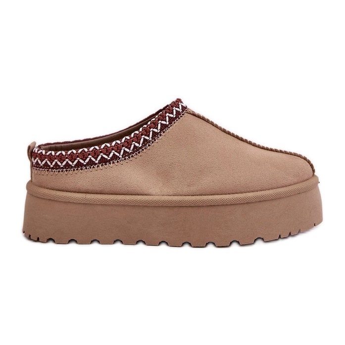 Bottes de neige basses pour femme avec broderie sur plateforme, beige foncé Narirya