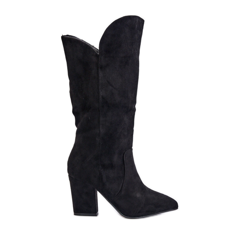 Cuissardes à talons hauts en éco-daim, Noir Clorira le noir