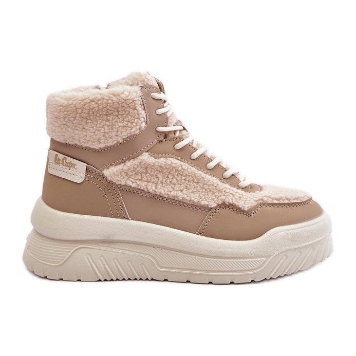 Baskets à plateforme pour femmes avec fourrure en peau de mouton Lee Cooper LCJ-24-47-3146 Beige