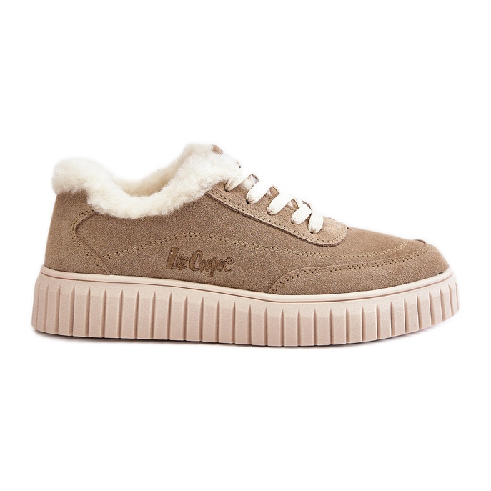 Baskets en cuir doublées de fourrure pour femme Lee Cooper LCJ-24-01-2972 Beige