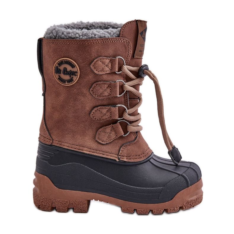 Bottes de neige hautes chaudes pour enfants avec cordon de serrage Lee Cooper LCJ-24-44-2842K marron brun