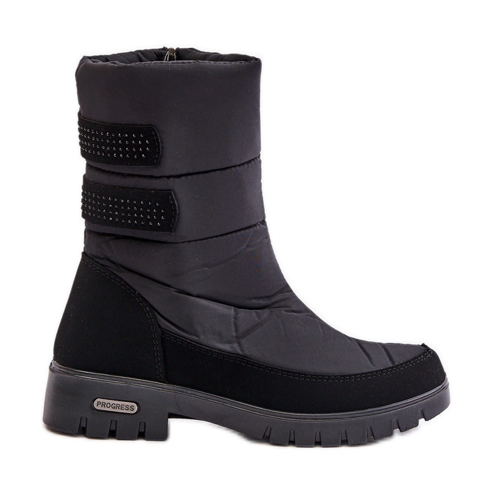 Bottes de neige à glissière Progress pour femmes PROGJ-21-16 Noir le noir