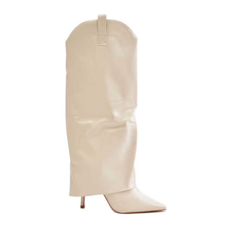 Bottes à talons hauts Bellinna beige clair avec tige rabattue
