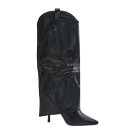 Bottes noires à talons hauts Bellinna avec tige retroussée le noir