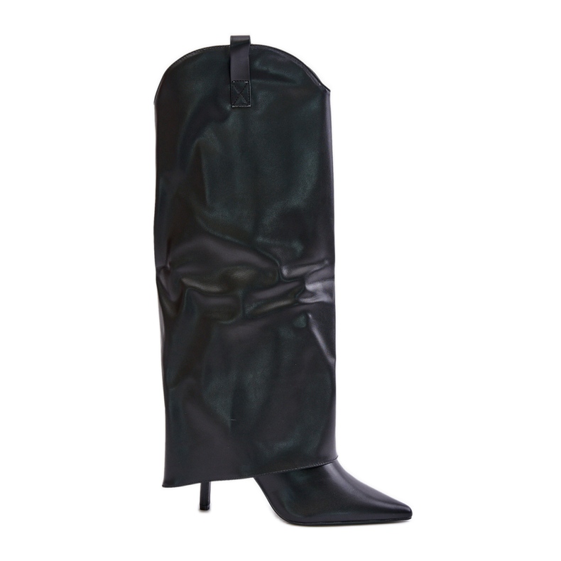 Bottes noires à talons hauts Bellinna avec tige retroussée le noir