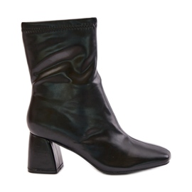 Bottines lisses pour femmes en cuir écologique, noir Izariel