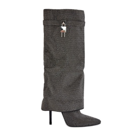 Bottes à talons hauts décorées d'Enathlin noires avec tige rabattue le noir