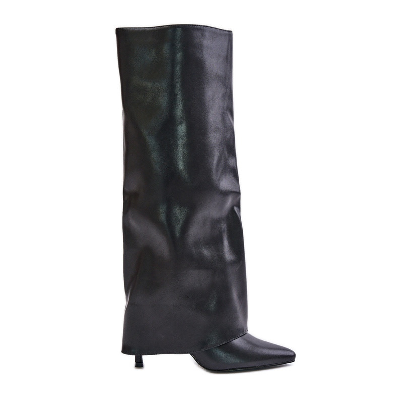 Bottines isolées à talons hauts et tige à revers, Noir Tamonia le noir