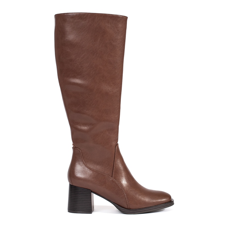 Bottes à talons hauts pour femmes en cuir classique marron par Sergio Leone brun