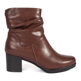 Bottines pour femmes en cuir marron avec tige à volants par Sergio Leone brun