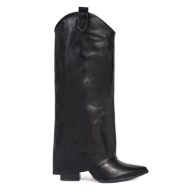 Bottes style cowboy noires pour femmes à talons hauts