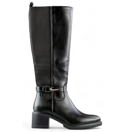 Bottes d'hiver isolées noires à talons bas le noir