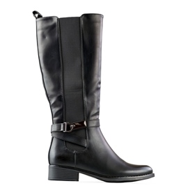 Bottines noires pour femmes en éco-cuir, tige élastique
