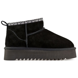Bottes de neige en cuir noir, bottes d'hiver isolées pour femmes le noir