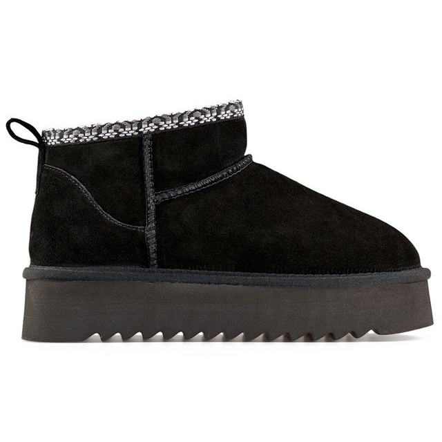 Bottes de neige en cuir noir, bottes d'hiver isolées pour femmes le noir