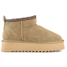 Bottes de neige en cuir pour femmes, bottes d'hiver isolées brun
