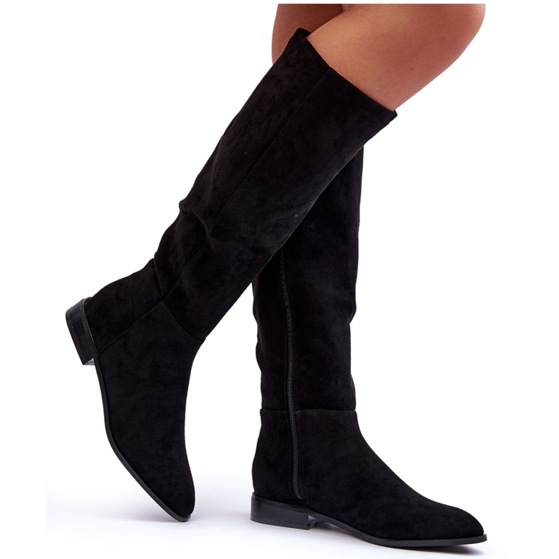Bottines à Talons Plats en Daim Noir Eelin le noir