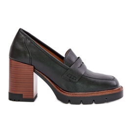 Chaussures à talons hauts pour femmes en cuir écologique, noir Vinceza 58105