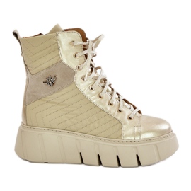 Bottines à Plateforme en Cuir Maciejka 06751-25 Doré