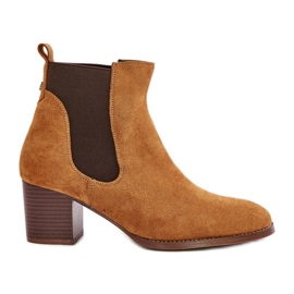 Chelsea bottines sur l'éco daim post Camel brun