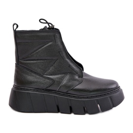 Zazoo 60472 Bottes En Cuir Sur Plateforme Et Compensée Noir
